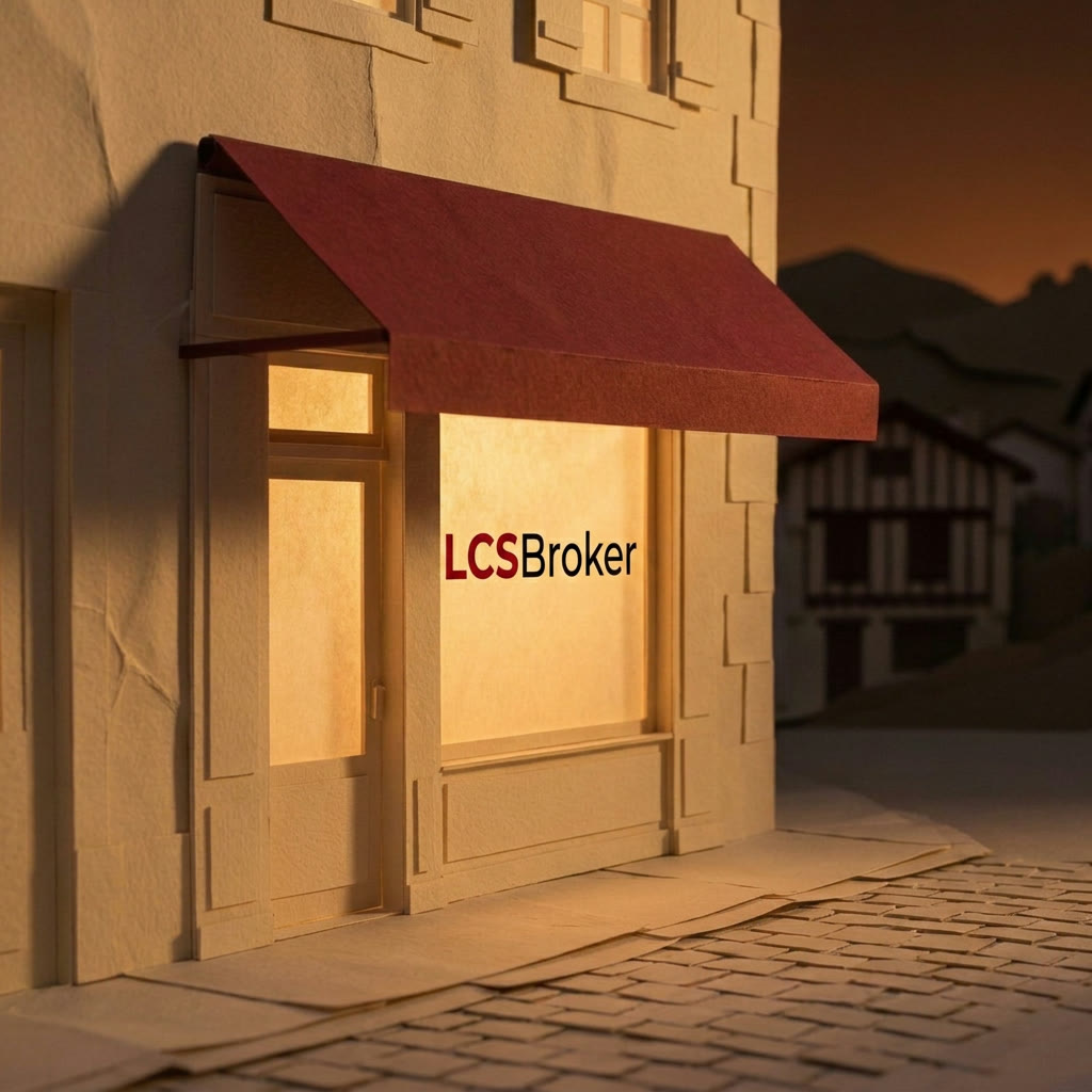 Oficina de barrio de LCS Broker en Erandio, recreada como diorama de papel recortado